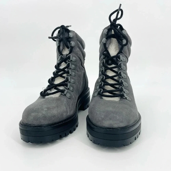 Marc Fisher NWOT LTD Nairy Hiking Boots Suede Fleece Lined in Gray Size 5.5 - Picture 2 of 10